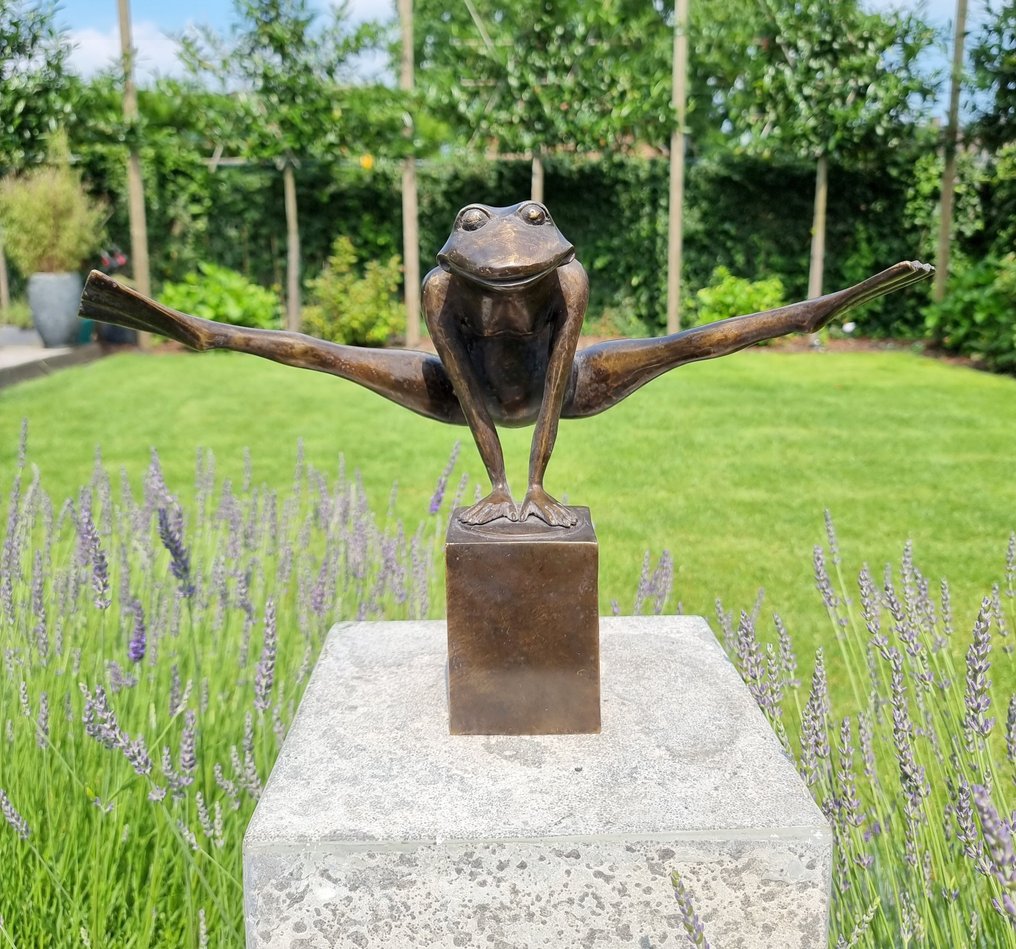 Sculpture, Springende kikker - 28 cm - Bronze #1.0