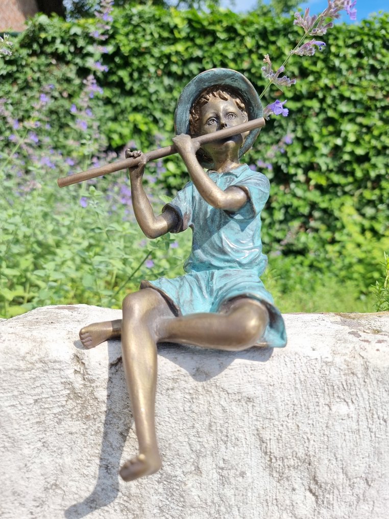 Αγαλματίδιο - jongen met fluit - Μπρούντζος #3.2