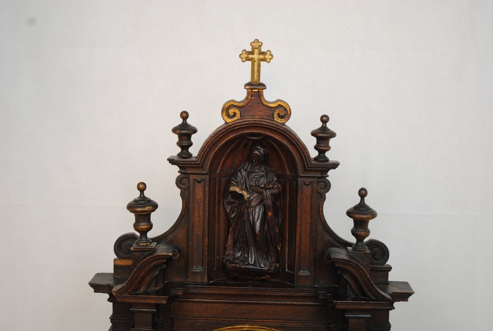 Grote retabel in gesneden hout - Sint Anna en de Maagd met Kind - 120 cm - Hout #3.2