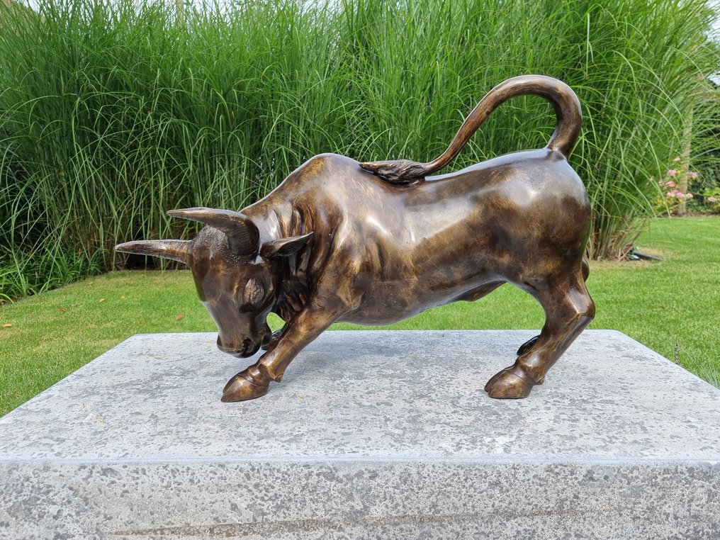 Skulptur, Charging Bull - 46 cm - Brons #3.1