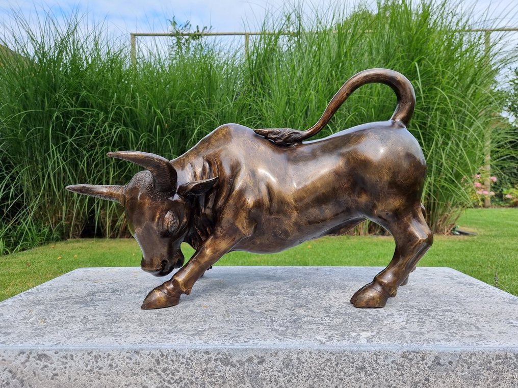 Skulptur, Charging Bull - 46 cm - Bronse #1.1