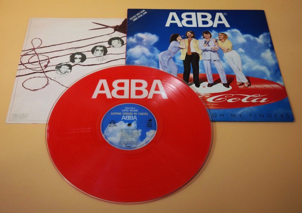 ABBA - Slipping Through My Fingers / Complete "Sold Out" Coca Cola Promo-LP / Only Japanese Pressing - LP - 180 gram, Bildskiva, Färgad vinyl, Första stereopressning, Japanskt tryck, Promopressning - 1981 #1.1
