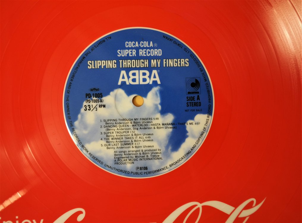 ABBA - Slipping Through My Fingers / Complete "Sold Out" Coca Cola Promo-LP / Only Japanese Pressing - LP - 180 gram, Bildskiva, Färgad vinyl, Första stereopressning, Japanskt tryck, Promopressning - 1981 #3.2