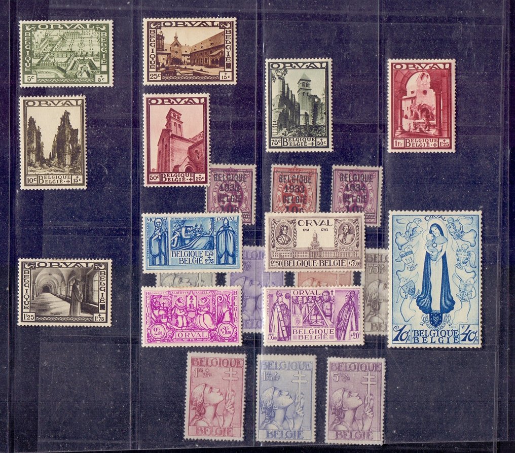 Belgium 1933 - Complete Year Collection with Grote Orval and Cross of Lorraine - OBP 363/74, 375A/76, 377/83 #1.0