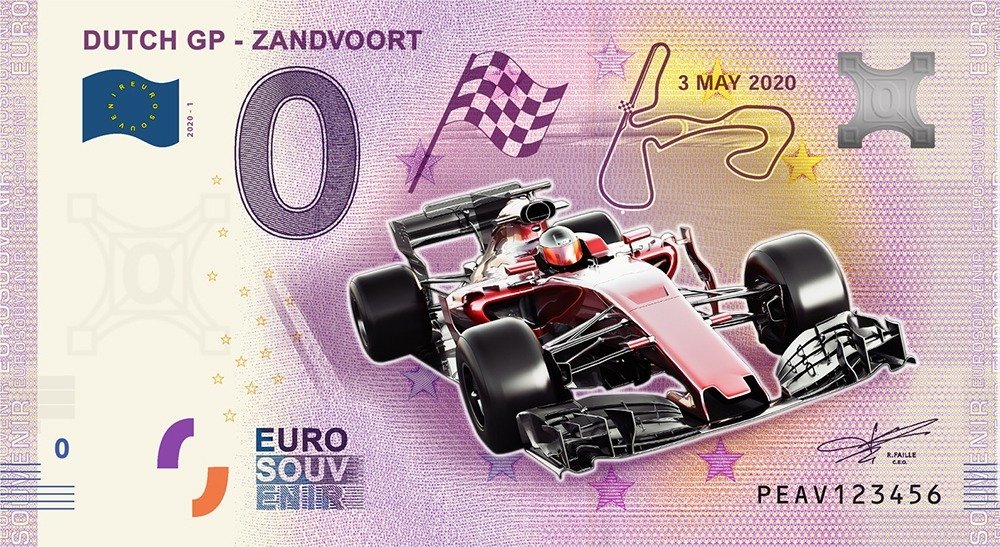 Hollandia. 0 Euro biljetten 2020 "Dutch GP Zandvoort" (Colour Edition) #1.1