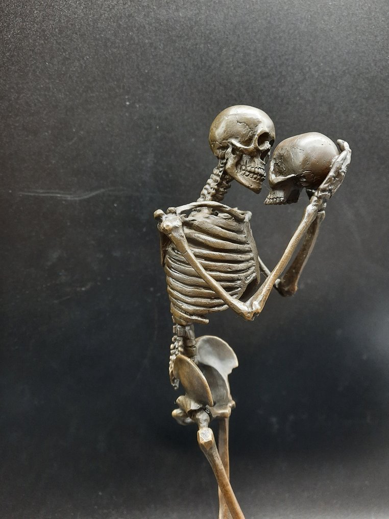 Άγαλμα, Bronze: Large Skeleton with Skull - 32 cm - Μπρούντζος, Μάρμαρο #1.0