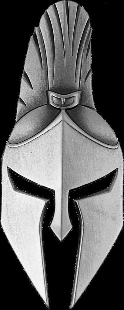 Fiji. 2 Dollars 2021 Ancient Warriors - Spartan Warrior Mask Shaped, 2 Oz (.999) #1.0