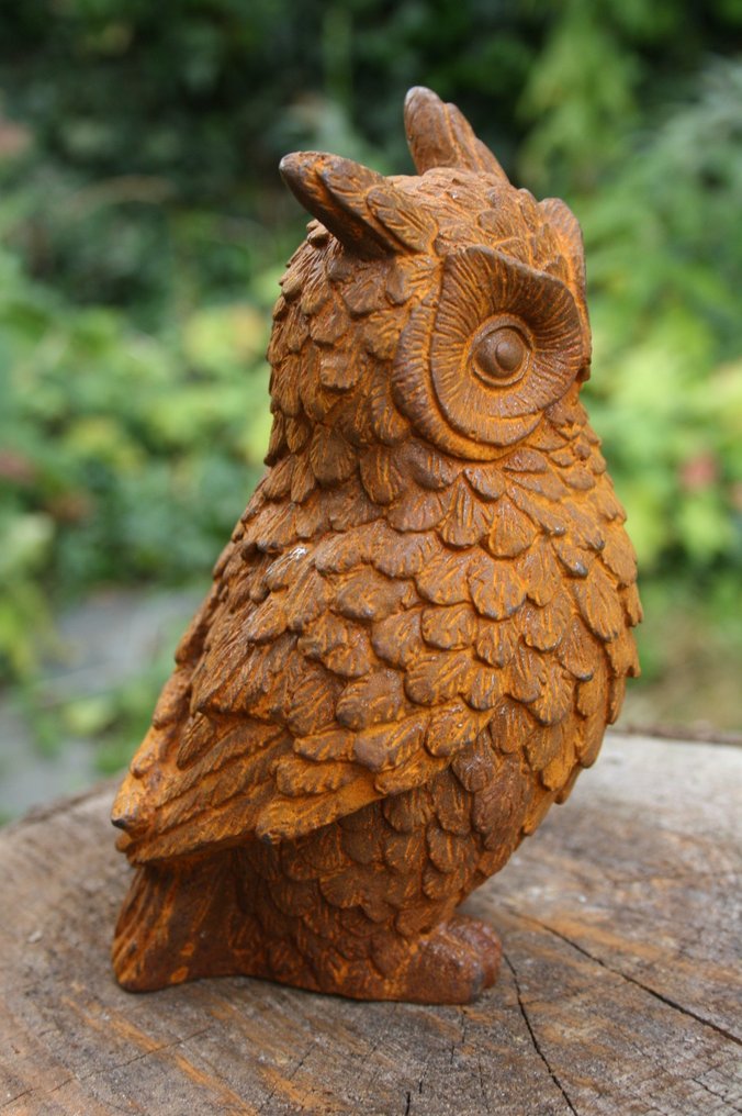雕塑, "Lifelike Beautiful Owl, Eagle Owl" - 17 cm - 铸铁 #1.0