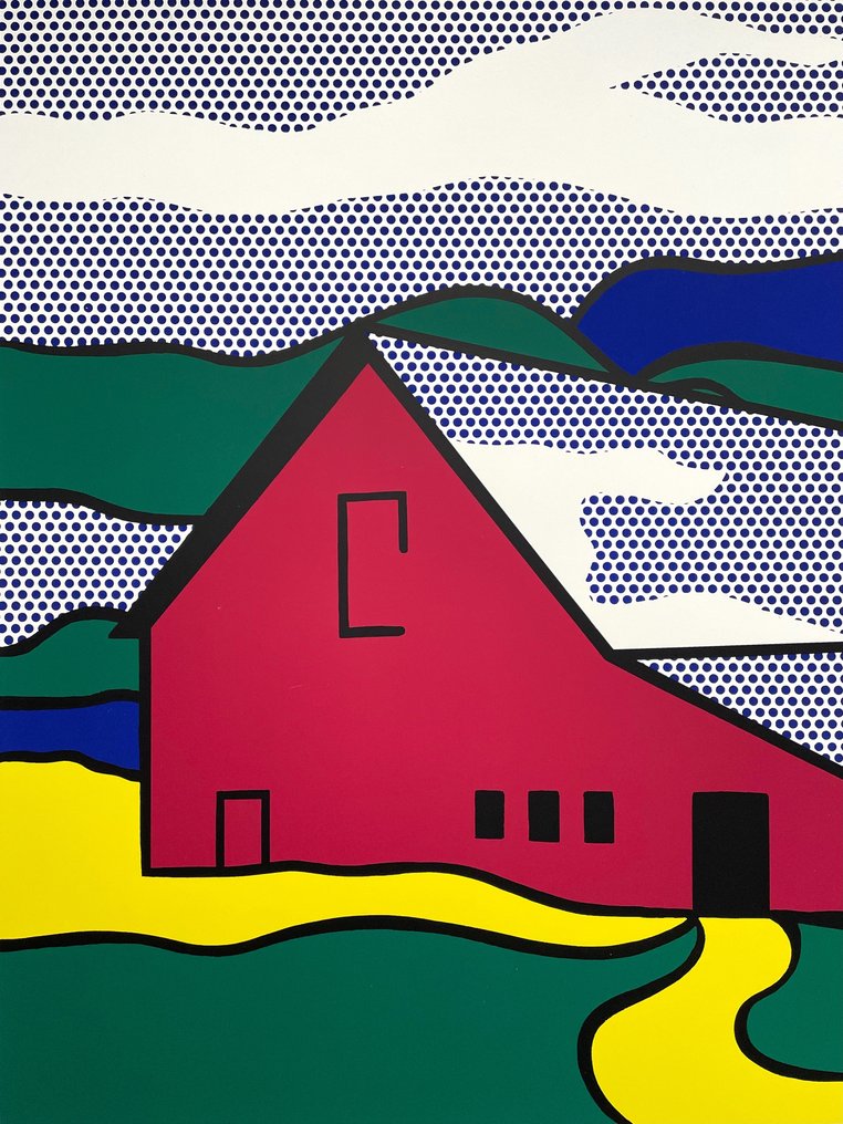 Roy Lichtenstein, (after) - Red Barn II - Silkscreen - Achenbach licensed print ** ORIGINAL POSTER 1989 ** #1.0