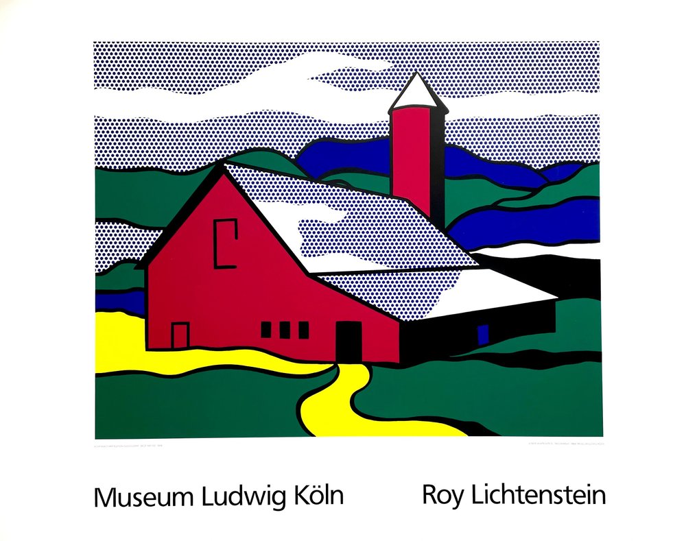 Roy Lichtenstein, (after) - Red Barn II - Silkscreen - Achenbach licensed print ** ORIGINAL POSTER 1989 ** #1.0