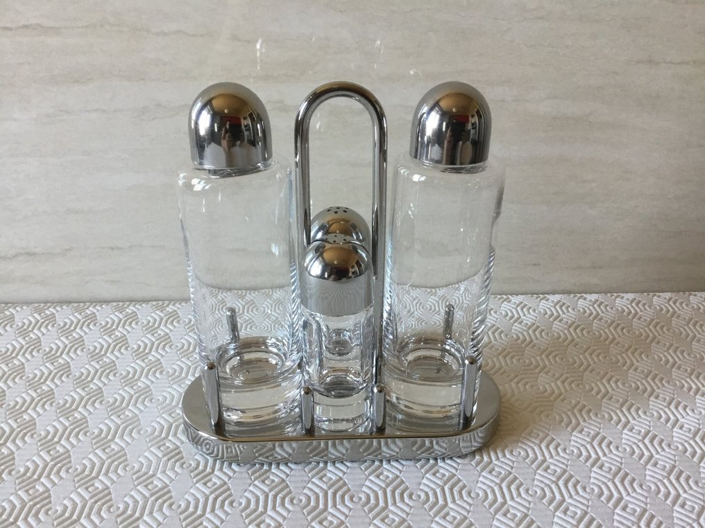 Alessi - Ettore Sottsass - Σετ αλατοπίπερο - 5070 - Γυαλί, Χάλυβας #1.0