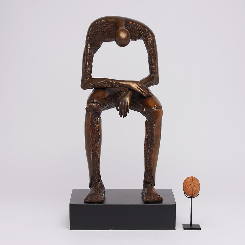 雕刻, Modern Bronze Sculpture - Seated Bronze Sculpture - Seated Giant - Abstract Art - Bronze - 42 cm - 青銅色 #2.1
