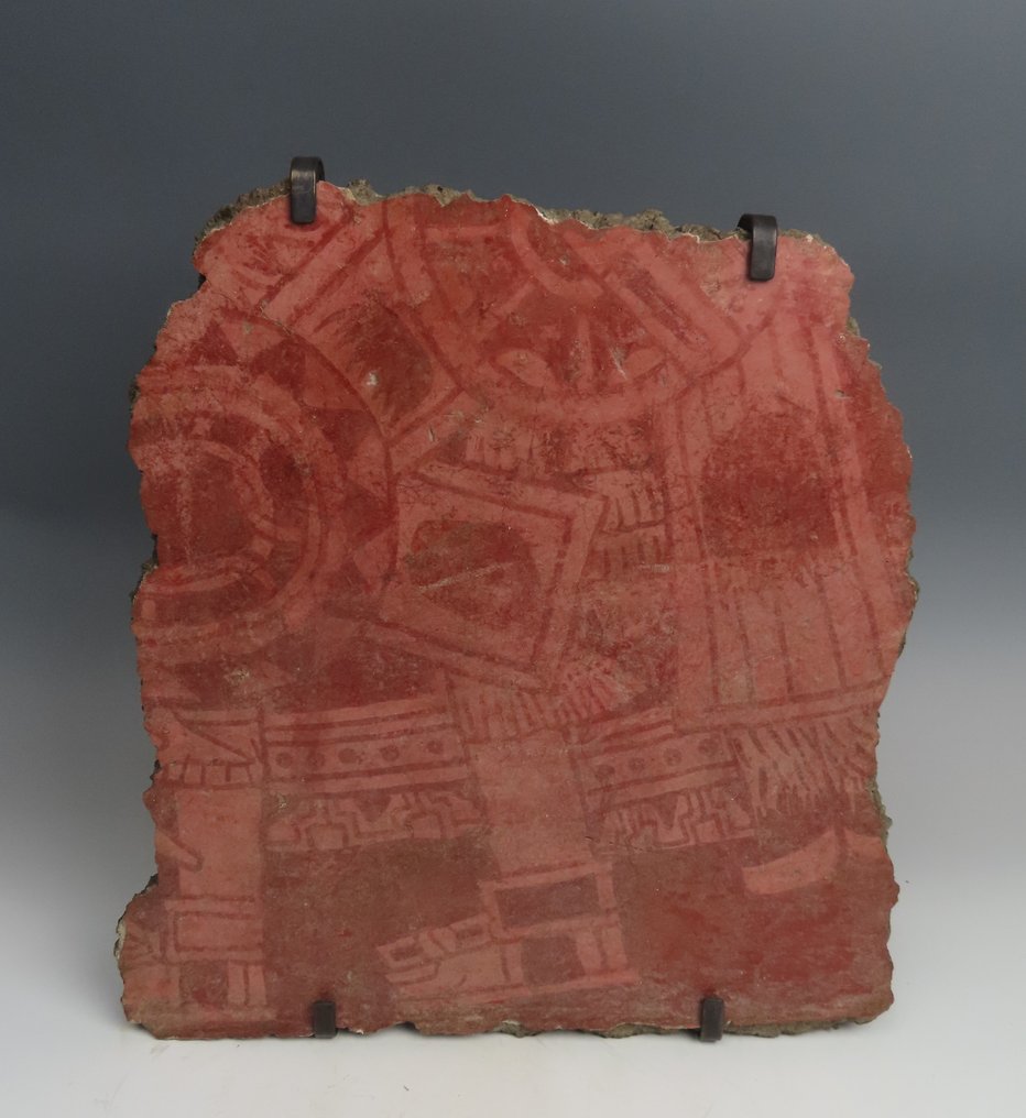 Teotihuacán, Mexico Gips Stucwerk Polychrome muurfresco. 500 - 600 n.Chr. Hoogte 40 cm. Ex. Bonhams. Spaanse #1.2