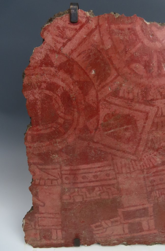 Teotihuacán, Mexico Gips Stucwerk Polychrome muurfresco. 500 - 600 n.Chr. Hoogte 40 cm. Ex. Bonhams. Spaanse #2.1