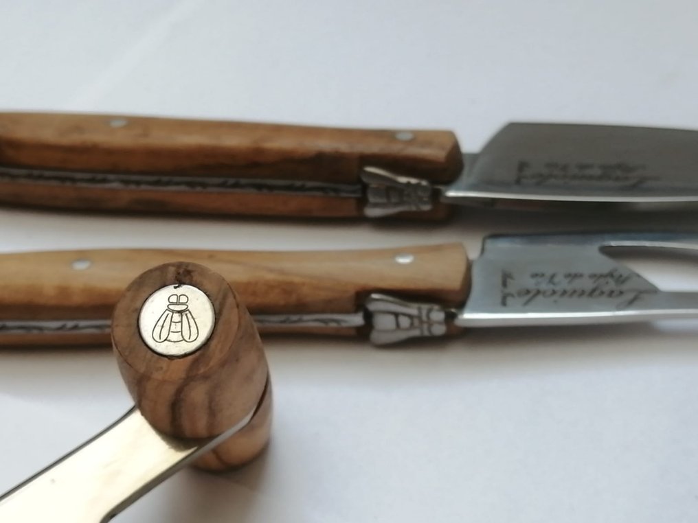 Laguiole - 3x Cheese Knives - Olive Wood - hard & soft cheeses - 餐刀套装 (3) - 不锈钢 #4.3