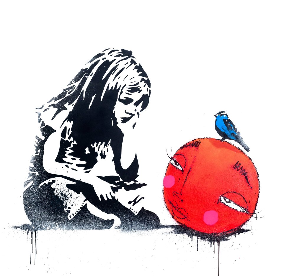 UTOPIA (1983) - Girl with Blue Bird and Red Bubble- a.p #1.0