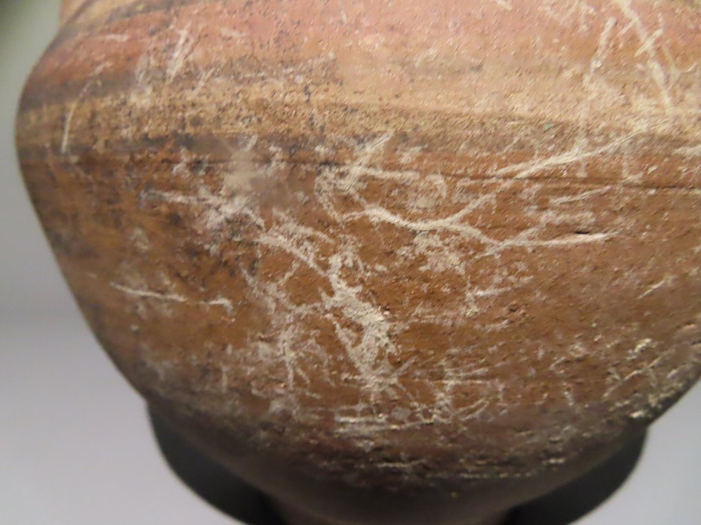 Cipriota Ceramica Brocca globulare con manico. Periodo arcaico 700 - 600 a.C. 23 cm di altezza. Integro. Enorme. #4.3