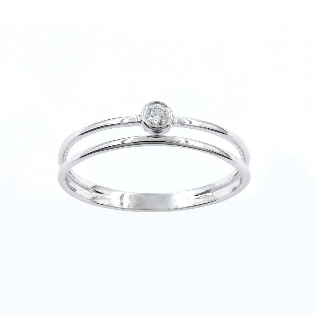 Nincs minimálár - Gyűrű - 18 kt. Fehér arany - 0.06ct. tw. Gyémánt (Természetes) #1.0