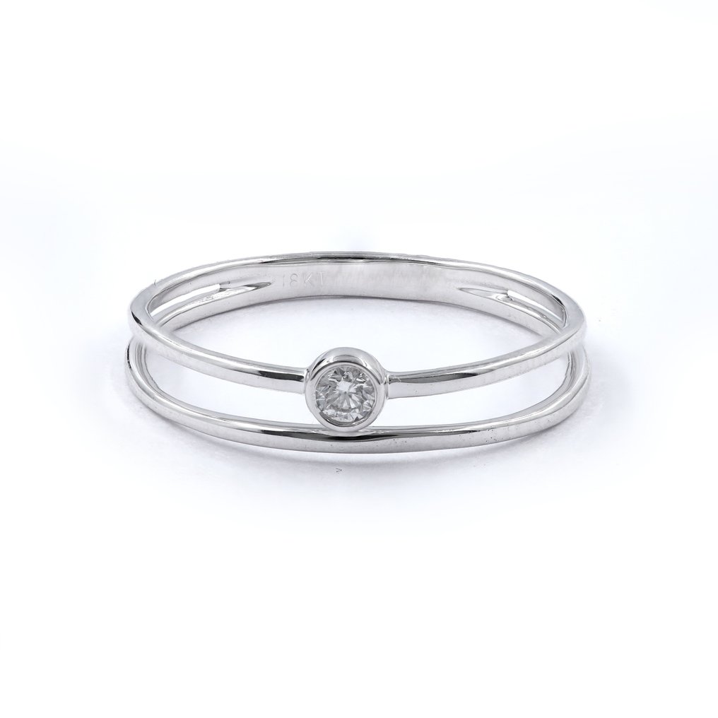 Nincs minimálár - Gyűrű - 18 kt. Fehér arany - 0.06ct. tw. Gyémánt (Természetes) #1.0