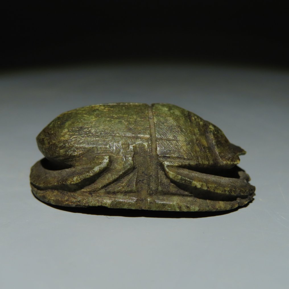 古埃及 石头 心圣甲虫。公元前 664 - 323 年晚期。 4 厘米高。形状漂亮。西班牙出口许可证。 #2.1