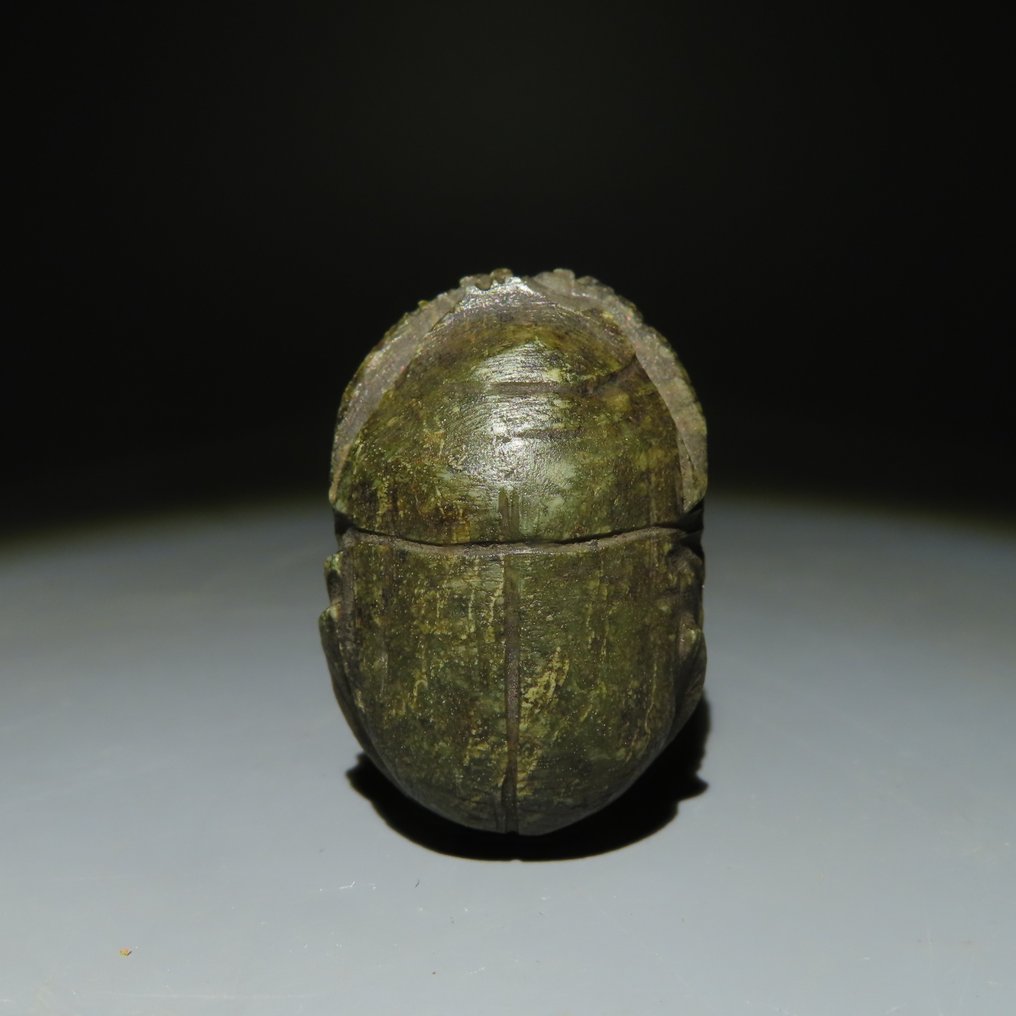 古埃及 石 心聖甲蟲。西元前 664 - 323 年晚期。 4 公分高。形狀漂亮。西班牙出口許可證。 #1.2