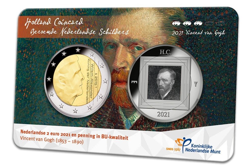 荷兰. 2 Euro 2021 "Vincent van Gogh" (met zilveren penning) #1.1