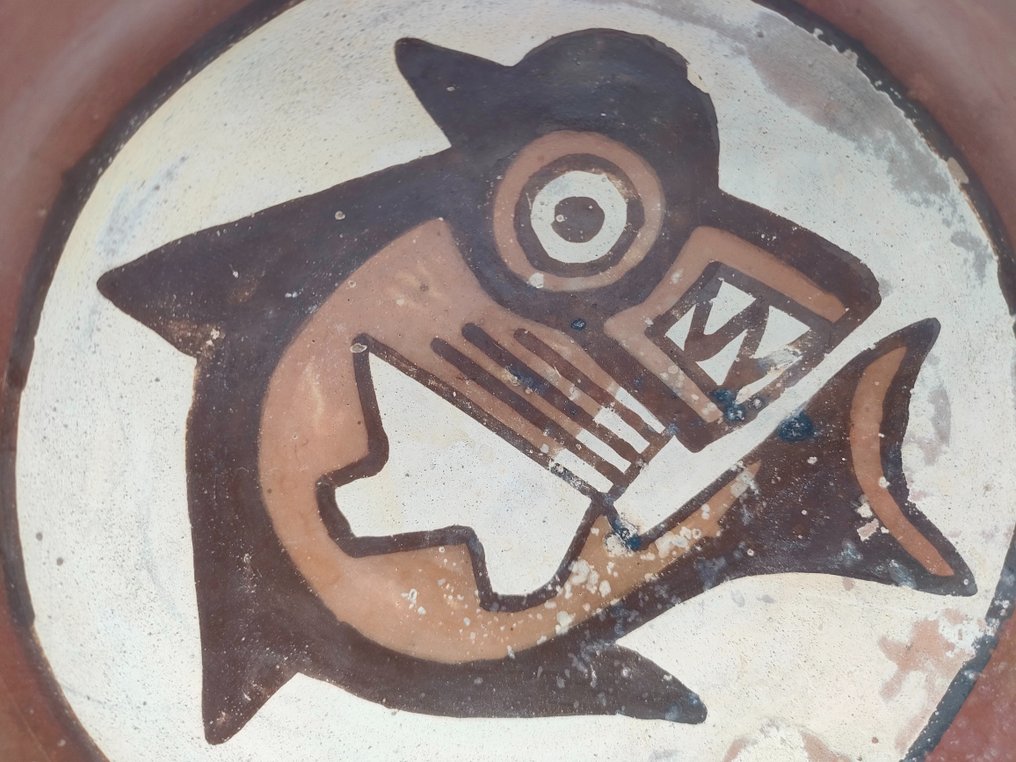 Pré-colombiano. Nazca Prato de Cerâmica Nazca com Divindade da Baleia Assassina Com licença de importação espanhola #3.1