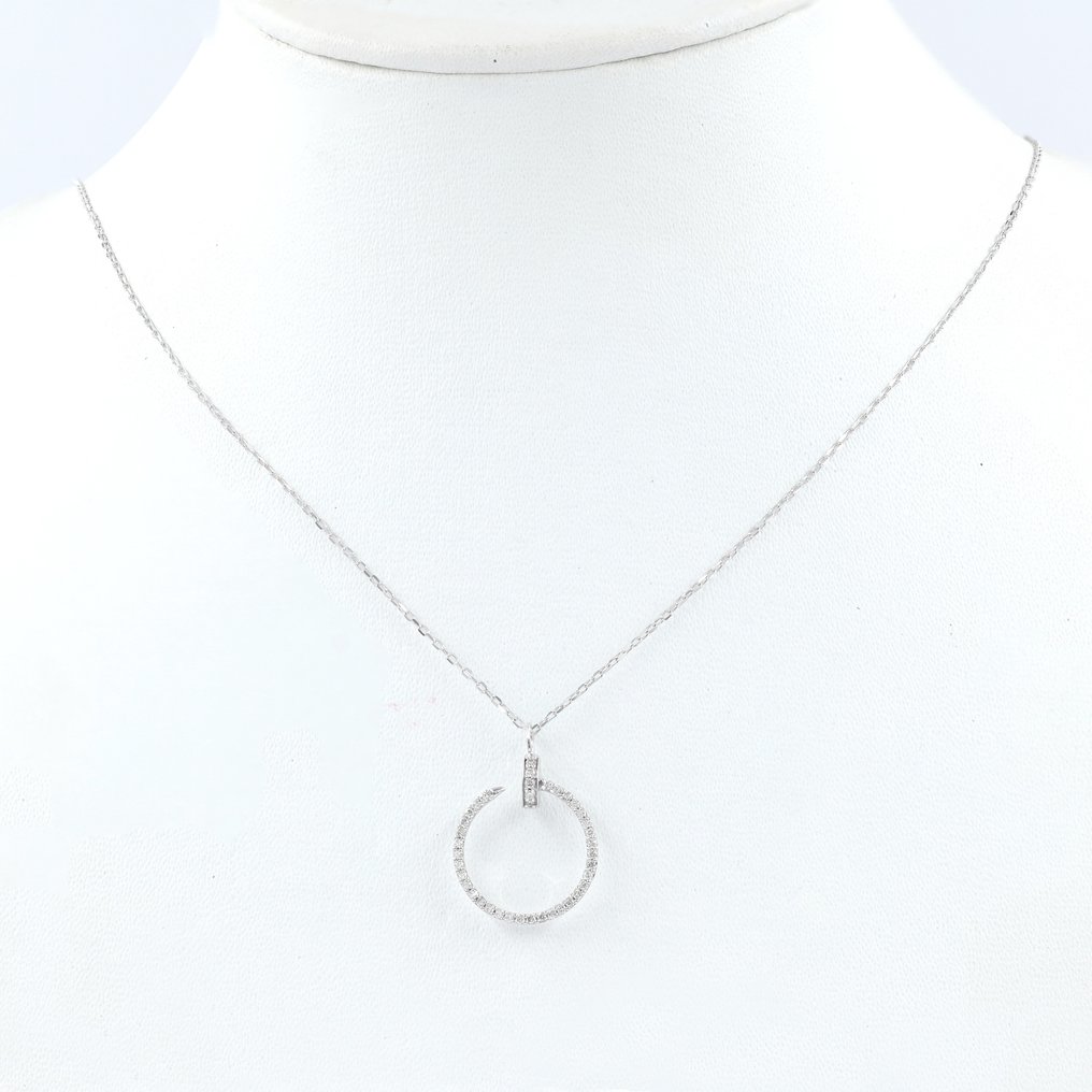 吊坠项链 - 14K包金 白金 -  0.25ct. tw. 钻石 (天然)  #3.2