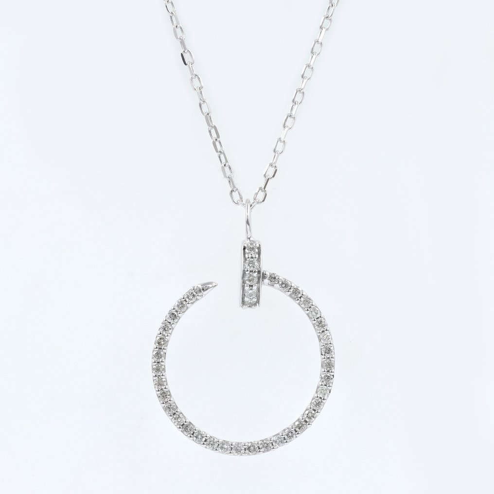 Halsband med hänge - 14 kt Vittguld -  0.25 tw. Diamant  (Natural) #1.1