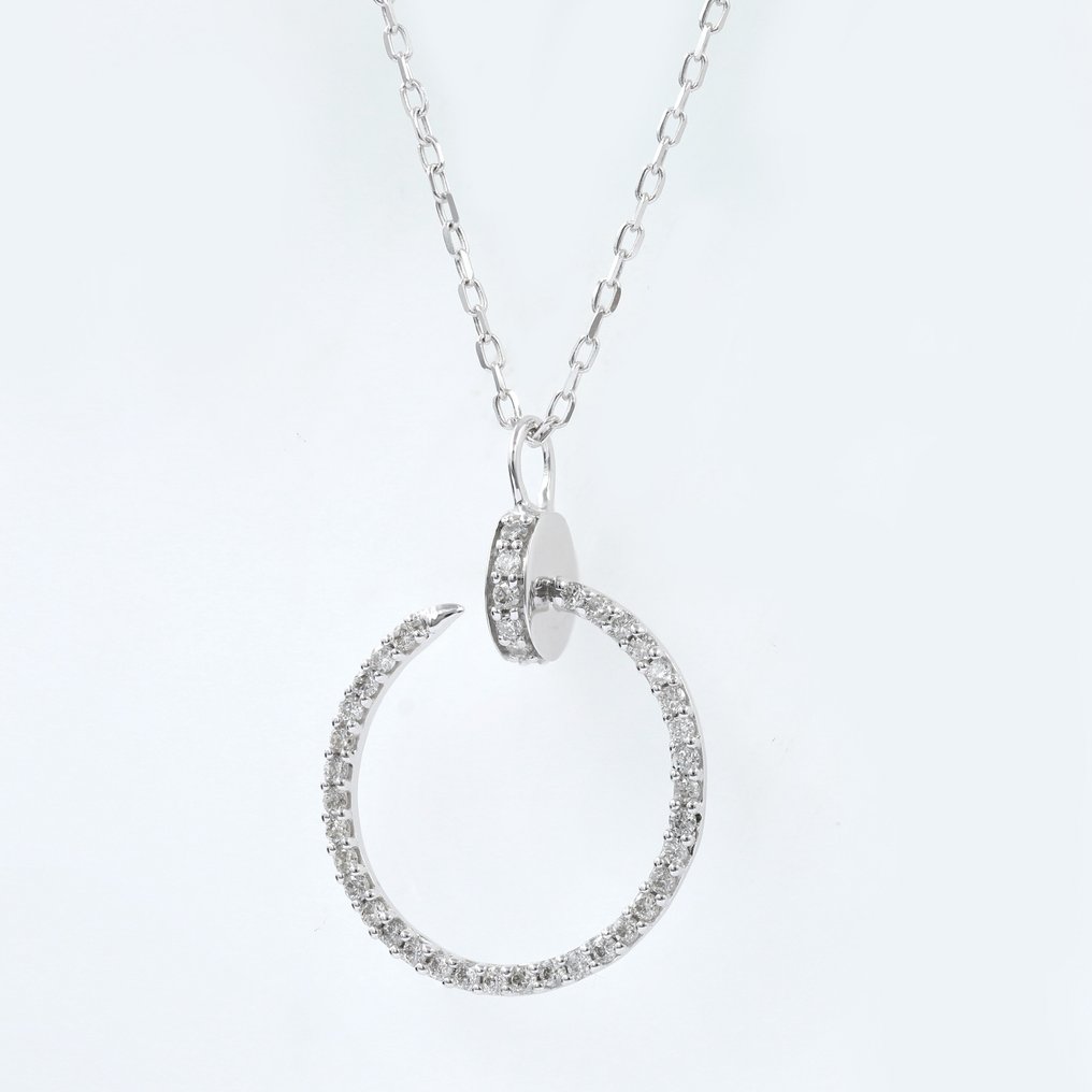 Necklace with pendant - 14 kt. White gold -  0.25 tw. Diamond  (Natural)  #1.2