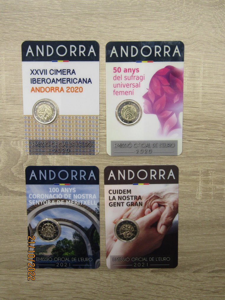 Andorra. 2 Euro 2020/2021 (4 coincards)  (没有保留价) #1.0