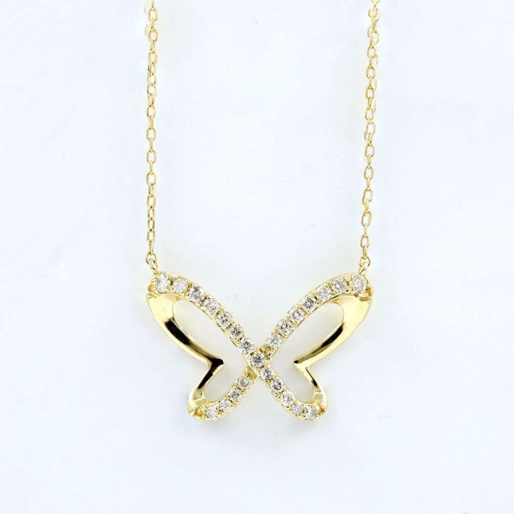 18 kt Gult guld - Halsband med hänge - 0.15 ct Diamant #1.1