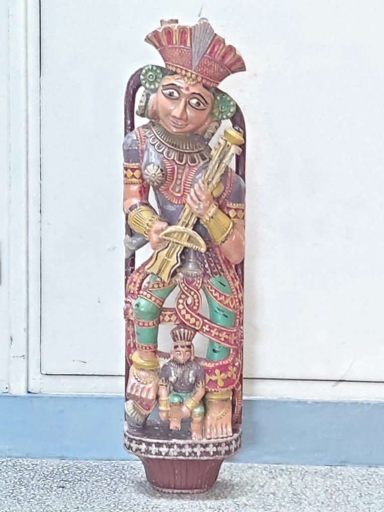 Déesse de l'harmonie, bois polychrome sculpté - Bois - Inde - Première moitié du XXe siècle #3.2