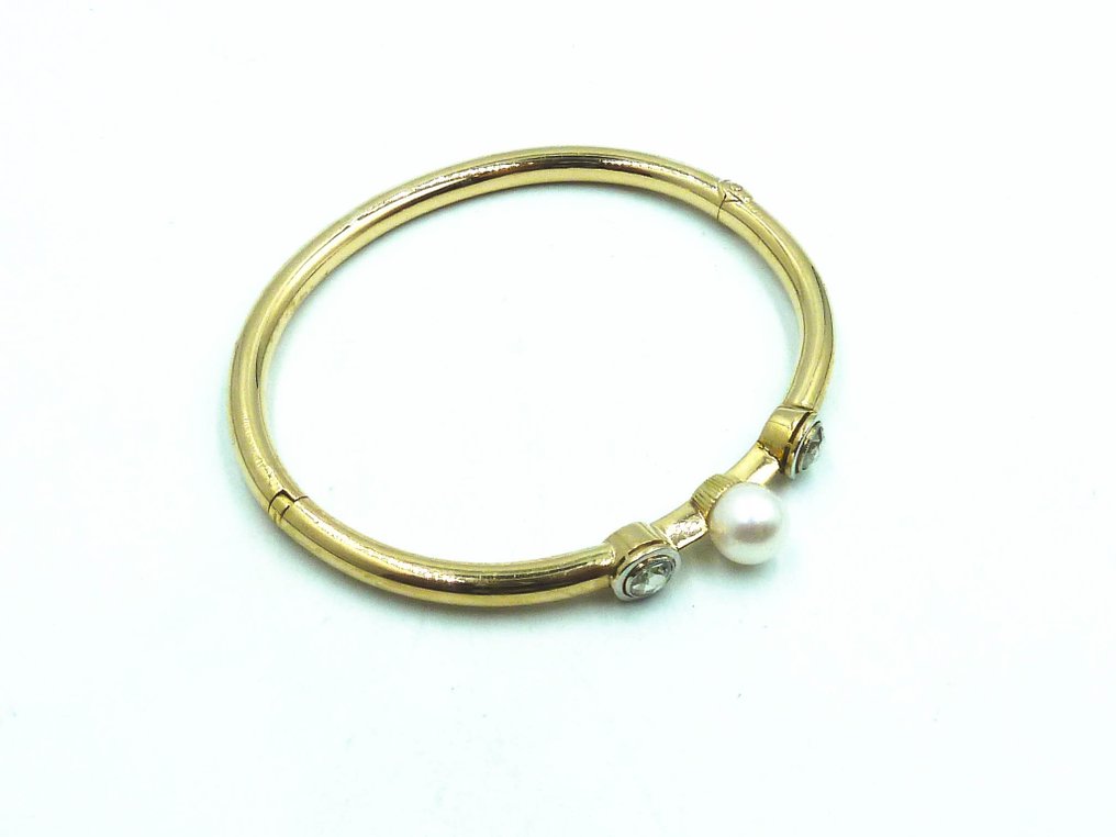 Βραχιόλι - 18 καράτια Κίτρινο χρυσό Μαργαριτάρι - Διαμάντι #4.3
