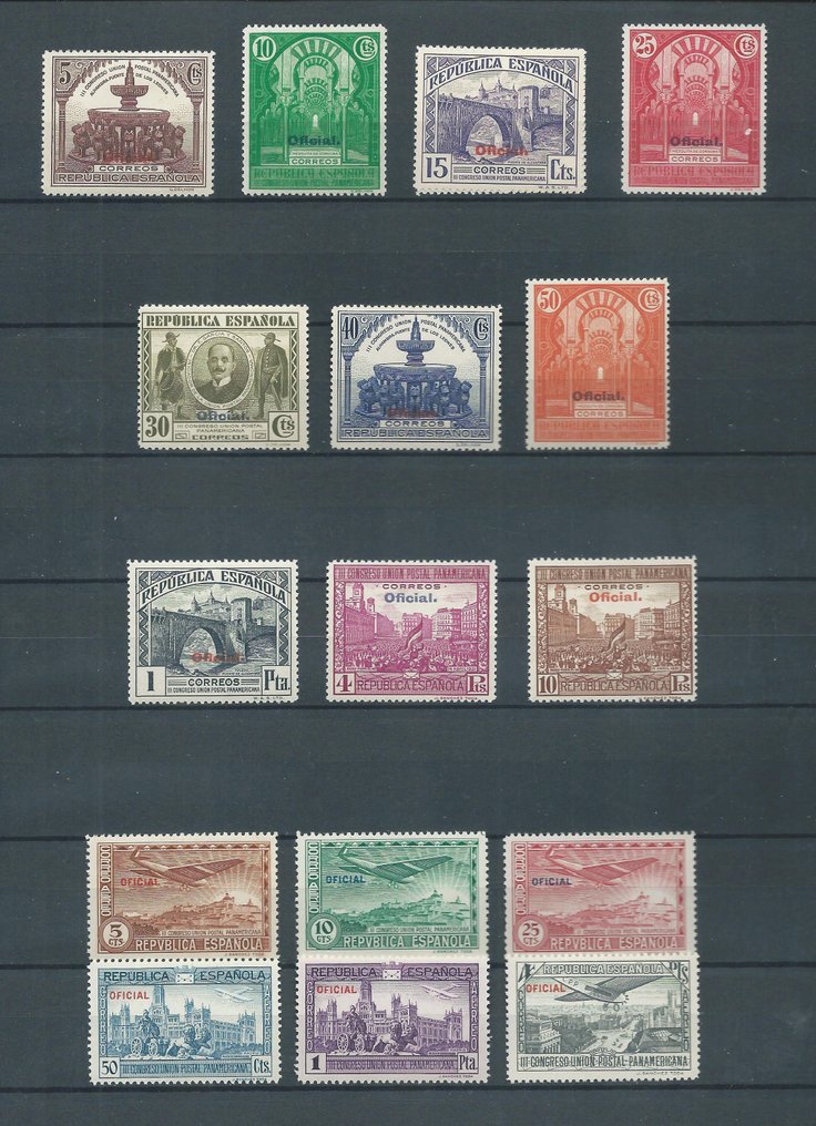 Spanien 1931 - Panamericanas officiell - post- och flygserie - Edifil 620/29 + 630/35 #1.0