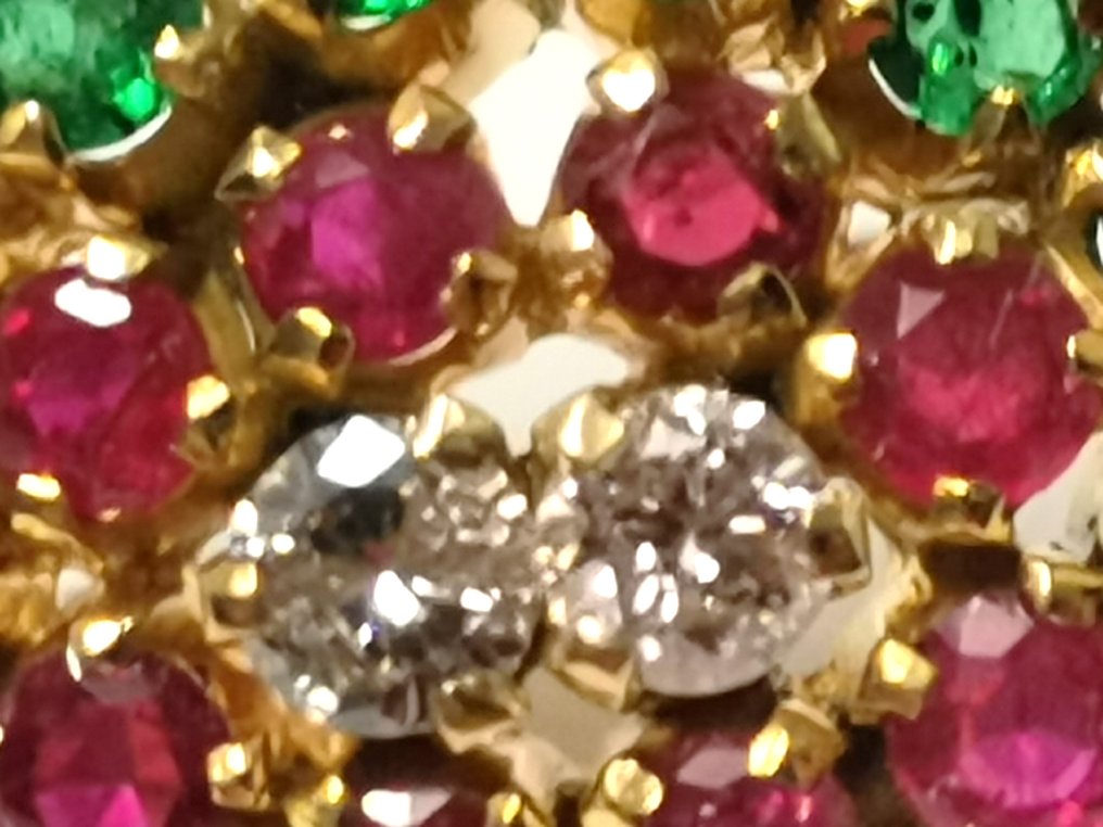 Armband - 18 kt Gult guld, Diamanter, rubiner, safirer och smaragder. #2.2