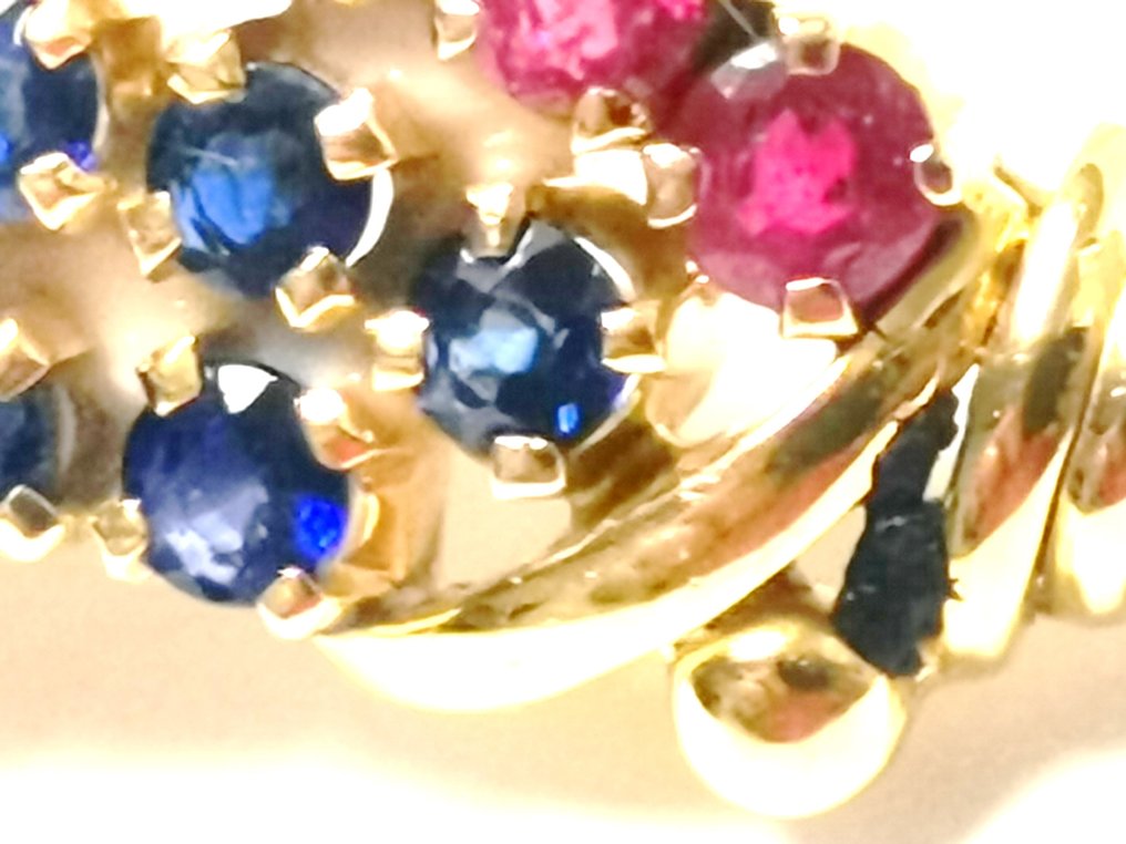 Bracelet - 18 kt. Yellow gold, Diamonds, rubies, sapphires and emeralds. #3.2