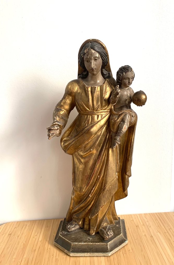 雕刻, Vierge à l'enfant - 51 cm - 木 #1.1