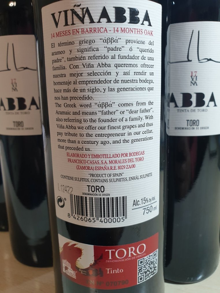 2017 Bodegas Francisco Casas, ABBA - Toro - 6 Bottles (0.75L) #2.1