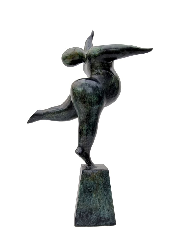 Szobor, A balancing woman - 52 cm - Bronz #1.1
