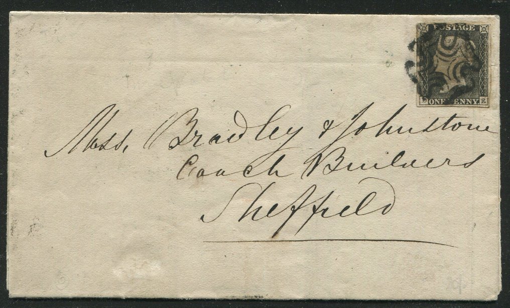 Marea Britanie 1840 - 1 penny negru 4 margini pe coperta - Stanley Gibbons nr 2 #1.1