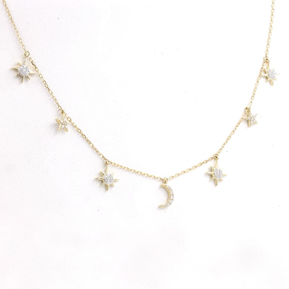 Halskette - 14 kt Gelbgold - 0.27ct. tw. Diamant (Natürlich) #3.2