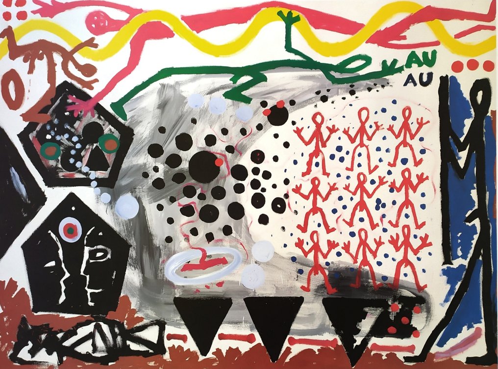 A.R. Penck (1939-2017) - "Ereignis in NY II, 1983" - (70x90cm) #1.0