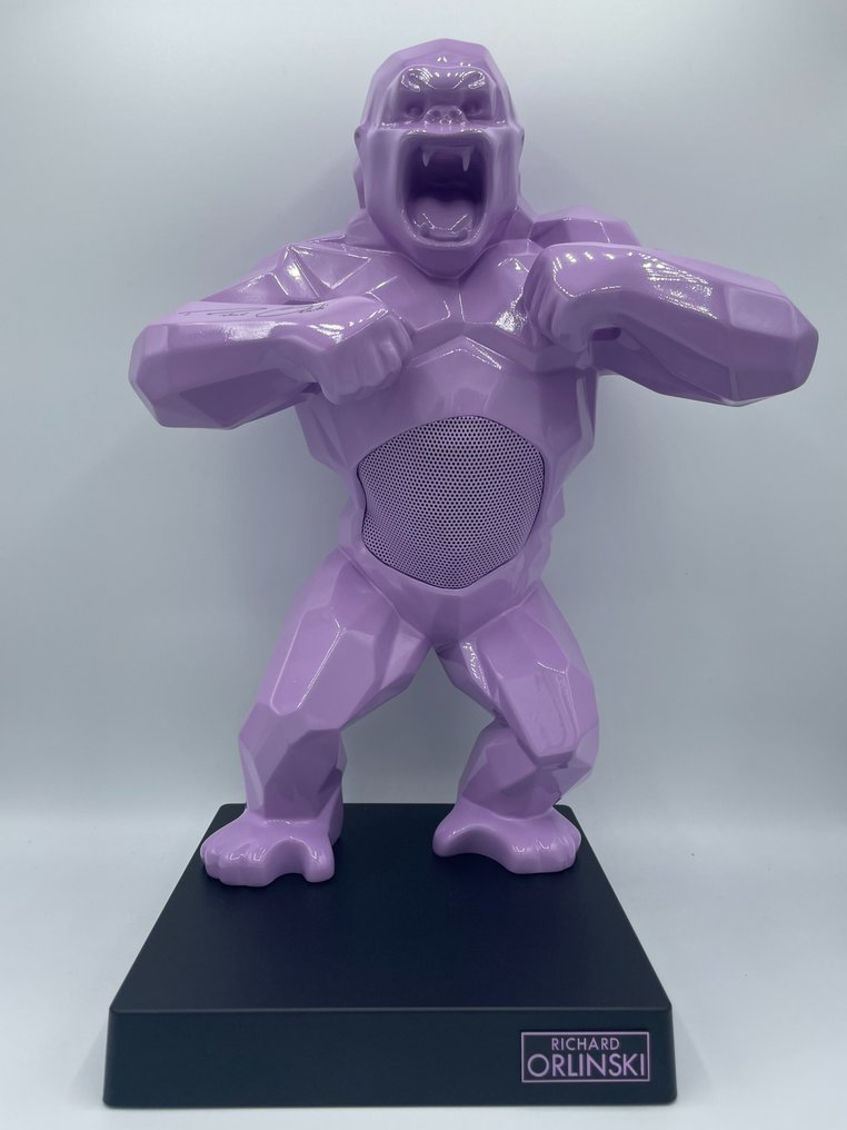 Richard Orlinski (1966) - Speaker Kong (parme) + valise Kongcase #3.2