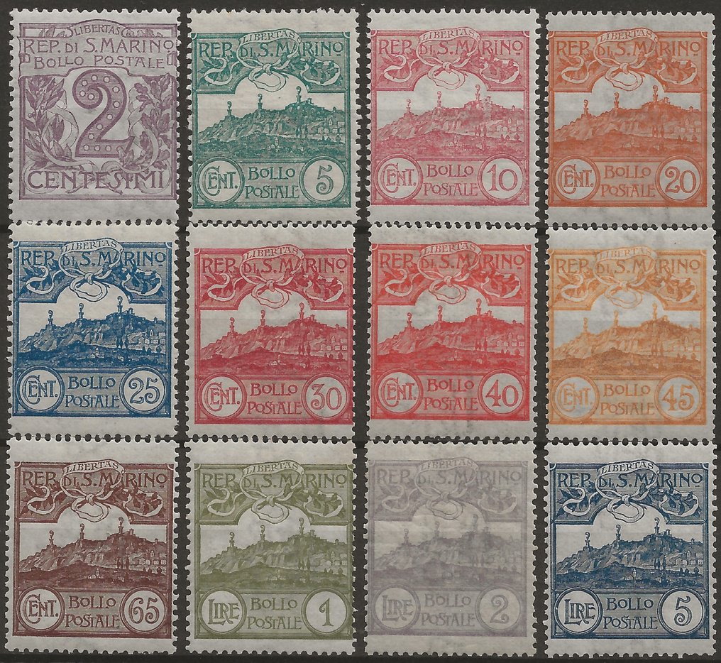 San Marino 1903 - Serie completa, 12 valores. - Sassone nr. 34-45 #1.1
