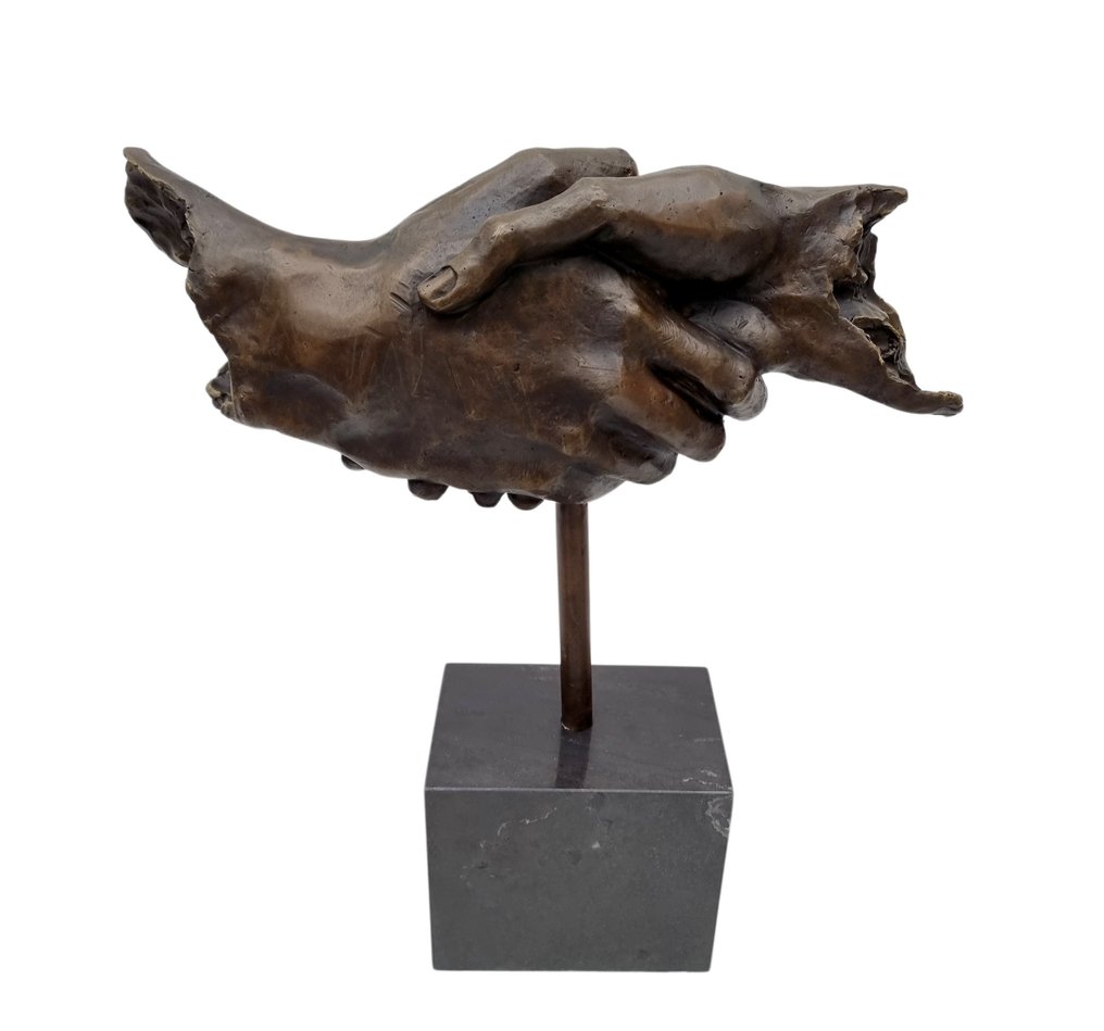 小塑像 - The handshake - 青銅色, 大理石 #1.0