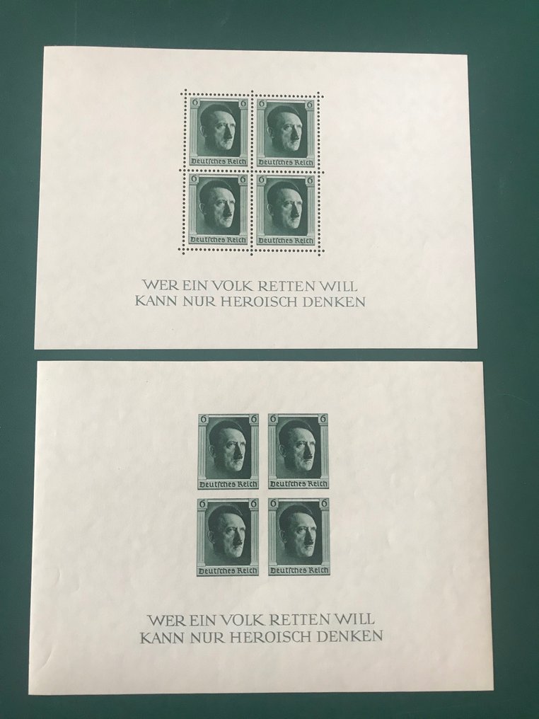 德意志帝国 1937 - 希特勒被阻挡了，无论是否被接受。 - Michel blok 7/8 #1.0
