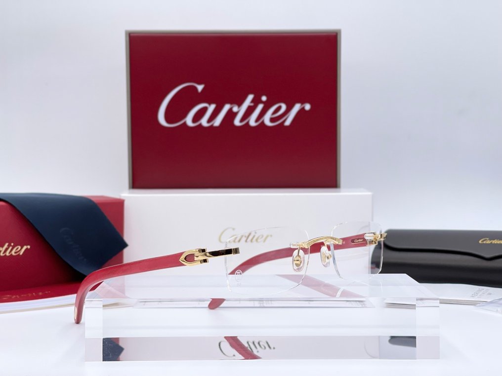 Cartier - C Decor Wood Red Tulip Gold Planted 18k - Óculos #1.1
