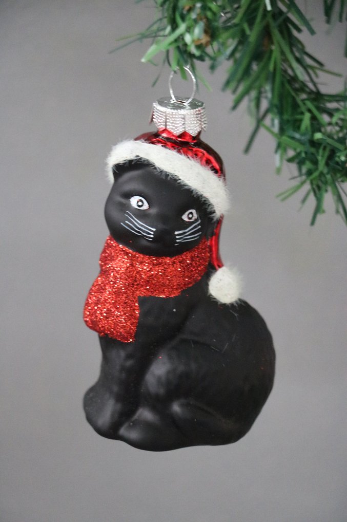 Julekugler Inge-Magic: zwarte kat (2) - Glas - glas, Tyskland #1.0