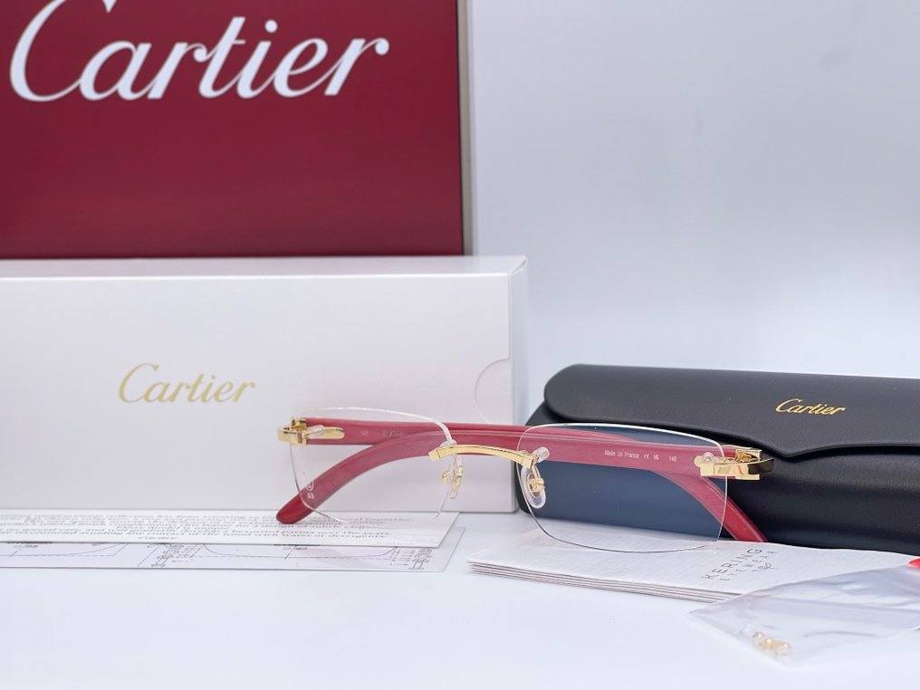 Cartier - C Decor Wood Red Tulip Gold Planted 18k - Spectacles #3.2
